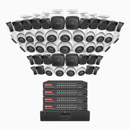 ANNKE H500 - 3K 64 Channel PoE Security System with 24 Bullet & 24 Turret Cameras, EXIR 2.0 Night Vision, Built-in Mic & SD Card Slot, Works with Alexa, 16-Port PoE Switch Included ,IP67 Waterproof, RTSP Supported