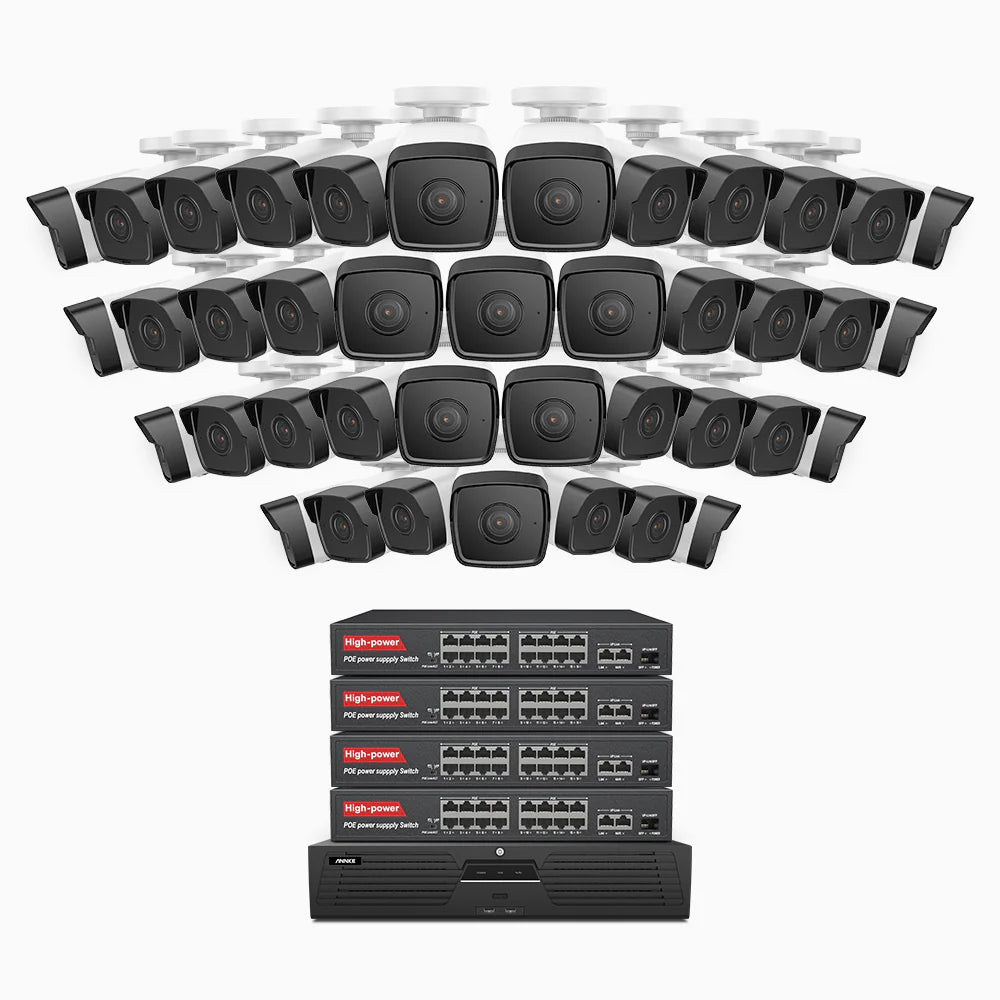 ANNKE H500 - 3K 64 Channel 40 Cameras PoE Security System, EXIR 2.0 Night Vision, Built-in Mic & SD Card Slot, Works with Alexa, 16-Port PoE Switch Included ,IP67 Waterproof, RTSP Supported