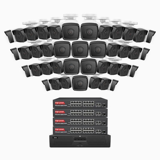 ANNKE H500 - 3K 64 Channel 40 Cameras PoE Security System, EXIR 2.0 Night Vision, Built-in Mic & SD Card Slot, Works with Alexa, 16-Port PoE Switch Included ,IP67 Waterproof, RTSP Supported