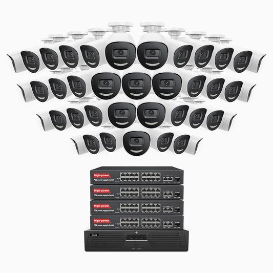 ANNKE H800X - 4K 64 Channel 40 Cameras PoE Security System, 1/1.8'' BSI Sensor, f/1.6 Aperture (0.003 Lux), Siren & Strobe Alarm,Two-Way Audio, Human & Vehicle Detection, Perimeter Protection, Works with Alexa, All-Metal Housing