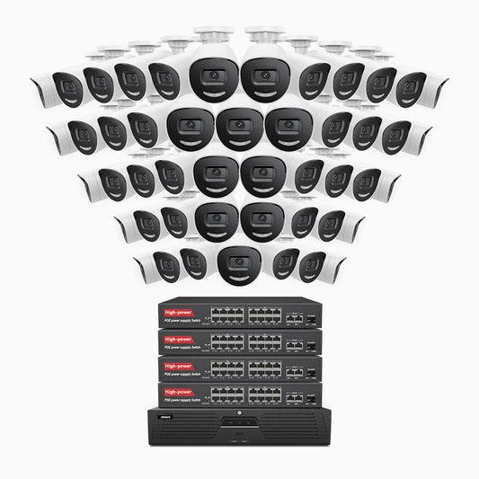 ANNKE H800X - 4K 64 Channel 48 Cameras PoE Security System, 1/1.8'' BSI Sensor, f/1.6 Aperture (0.003 Lux), Siren & Strobe Alarm,Two-Way Audio, Human & Vehicle Detection, Perimeter Protection, Works with Alexa, All-Metal Housing
