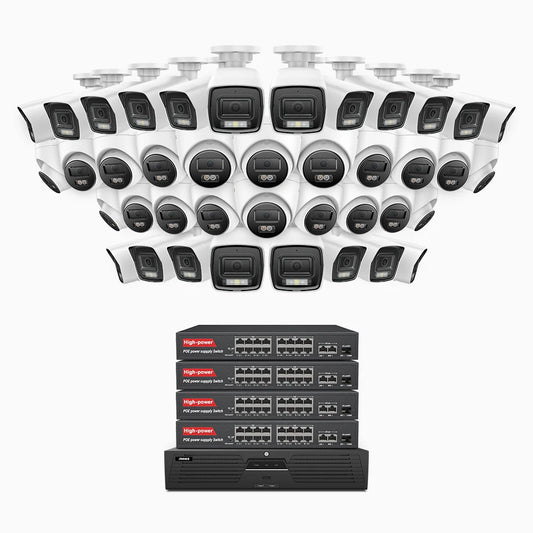 ANNKE H800 - 4K 64 Channel PoE Security System with 20 Bullet & 20 Turret Cameras, Human & Vehicle Detection, Color & IR Night Vision, Built-in Mic, RTSP Supported, 16-Port PoE Switch Included