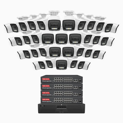 ANNKE H1200 - 4K 12MP 64 Channel 40 Cameras PoE Security System, Color & IR Night Vision, Human & Vehicle Detection, H.265+, Built-in Microphone, Max. 512 GB Local Storage, IP67
