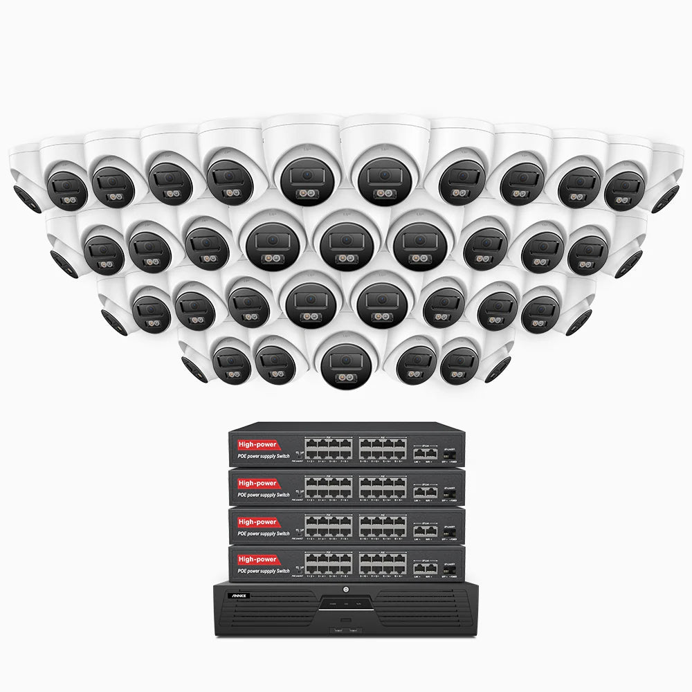ANNKE H800 - 4K 64 Channel 40 Cameras PoE Security System, Human & Vehicle Detection, Color & IR Night Vision, Built-in Mic, RTSP Supported, 16-Port PoE Switch Included