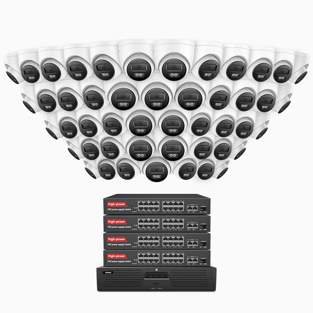 ANNKE H800 - 4K 64 Channel 48 Cameras PoE Security System, Human & Vehicle Detection, Color & IR Night Vision, Built-in Mic, RTSP Supported, 16-Port PoE Switch Included