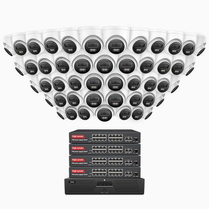 ANNKE H1200 - 4K 12MP 64 Channel 48 Cameras PoE Security System, Color & IR Night Vision, Human & Vehicle Detection, H.265+, Built-in Microphone, Max. 512 GB Local Storage, IP67