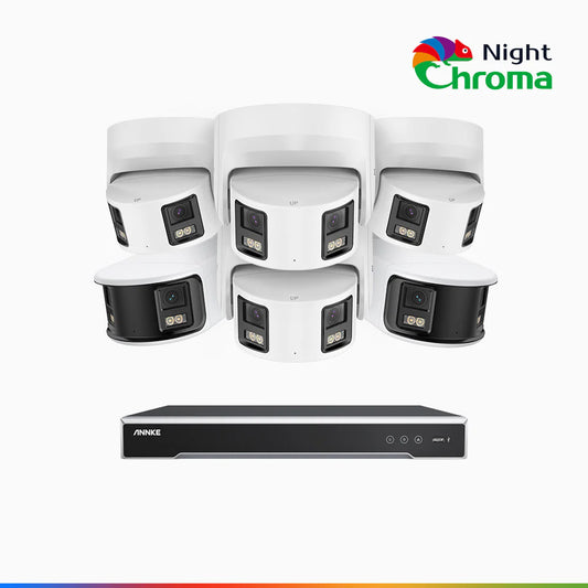 ANNKE NightChromaTM NDK800 – 4K 16 Channel Panoramic Dual Lens PoE Security System with 2 Bullet & 4 Turret Cameras, f/1.0 Super Aperture, Acme Color Night Vision, Active Siren and Strobe, Human & Vehicle Detection, Built-in Mic ,Two-Way Audio