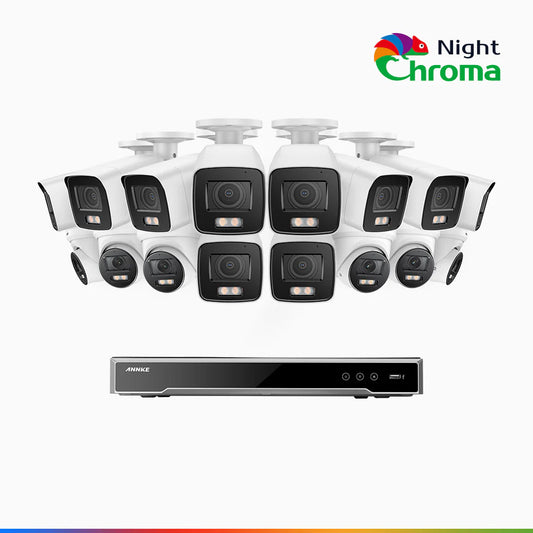 ANNKE NightChromaTM NCK800 – 4K 16 Channel PoE Security System with 10 Bullet & 6 Turret Cameras, f/1.0 Super Aperture, Color Night Vision, 2CH 4K Decoding Capability, Human & Vehicle Detection, Intelligent Behavior Analysis, Built-in Mic, 124° FoV