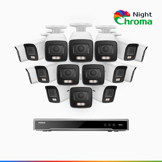 ANNKE NightChromaTM NCK800 – 4K 16 Channel 16 Cameras PoE Security System, f/1.0 Super Aperture, Color Night Vision, 2CH 4K Decoding Capability, Human & Vehicle Detection, Intelligent Behavior Analysis, Built-in Mic, 124° FoV, All-Metal Housing
