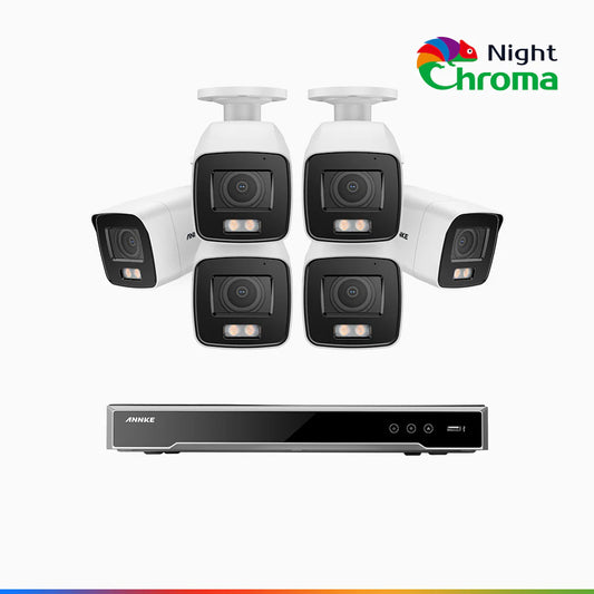 ANNKE NightChromaTM NCK800 – 4K 16 Channel 6 Cameras PoE Security System, f/1.0 Super Aperture, Color Night Vision, 2CH 4K Decoding Capability, Human & Vehicle Detection, Intelligent Behavior Analysis, Built-in Mic, 124° FoV, All-Metal Housing