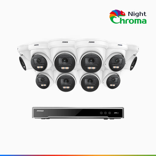 ANNKE  NightChromaTM NCK800 – 4K 16 Channel 10 Cameras PoE Security System, f/1.0 Super Aperture, Color Night Vision, 2CH 4K Decoding Capability, Human & Vehicle Detection, Intelligent Behavior Analysis, Built-in Mic, 124° FoV, All-Metal Housing