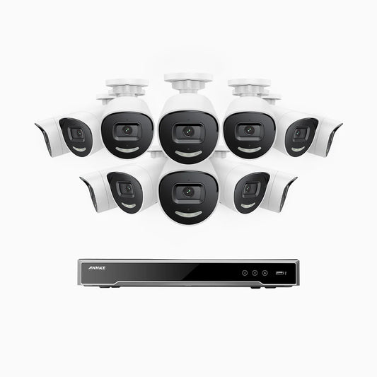 ANNKE H800X - 4K 16 Channel 12 Cameras PoE Security System, 1/1.8'' BSI Sensor, f/1.6 Aperture (0.003 Lux), Siren & Strobe Alarm,Two-Way Audio, Human & Vehicle Detection, Perimeter Protection, Works with Alexa, All-Metal Housing