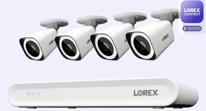 Lorex V Series Connect 4K 8-Channel Wired NVR System with Four 4K IP Bullet Security Cameras - 1TB