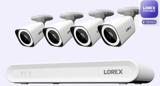 Lorex V Series Connect 4K 8-Channel Wired NVR System with Four 4K IP Bullet Security Cameras - 1TB