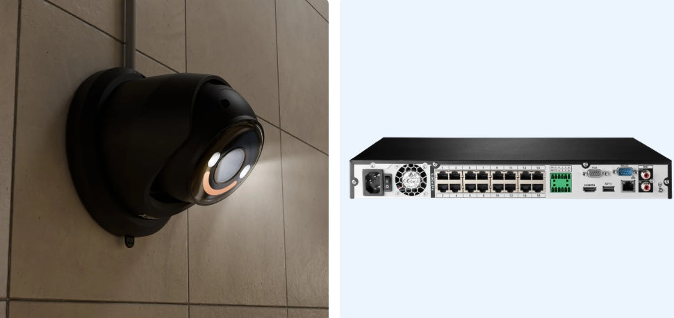 H Series  Lorex Fusion Series 4K 16 Camera Capable (Wired or Fusion Wi-Fi) 4TB Wired NVR System with H12 Wired 4K IP Dome Cameras
