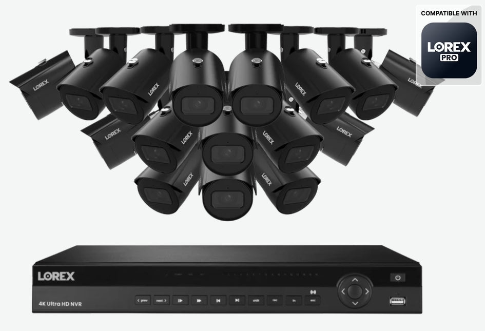A Series  Lorex Elite Series 4K 16 Camera Capable 6TB Wired NVR System with 4MP (2K) A4 IP Bullet Cameras