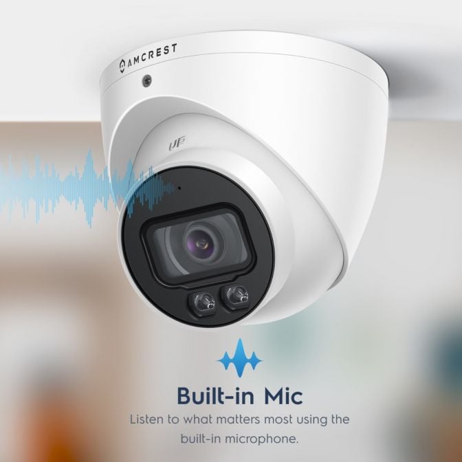 Amcrest 5-Megapixel UltraHD 8 Channel DVR Security Camera System Recorder, (4) x 5-Megapixel IP67 Weatherproof Turret Analog Cameras, Pre-Installed 2TB Hard Drive, AMDV5M8-4TN-W-2TB