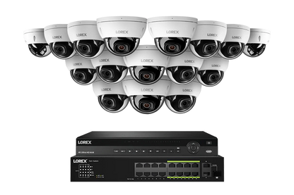 A Series Lorex Elite Series 4K 32 Camera Capable 8TB Wired NVR System with 8MP (4K) A10 IP Dome Cameras