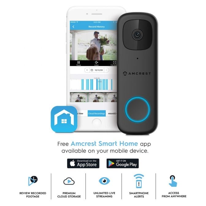 Amcrest 4MP Doorbell Camera 2.4GHz/5GHz WiFi Doorbell Camera AD410