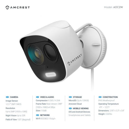 Amcrest SmartHome 2-Megapixel Deterrent Outdoor Security Camera ADC2W