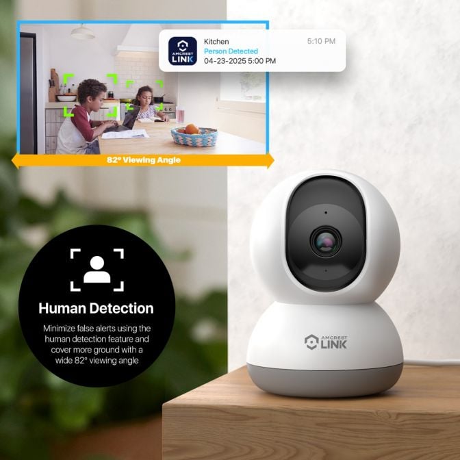 Amcrest Link 4MP WiFi Security Camera Pan/Tilt 2.4Ghz White AL-P401W