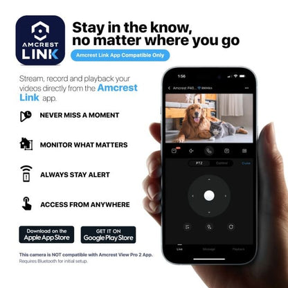 Amcrest Link 4MP WiFi Security Camera Pan/Tilt 2.4Ghz White AL-P401W