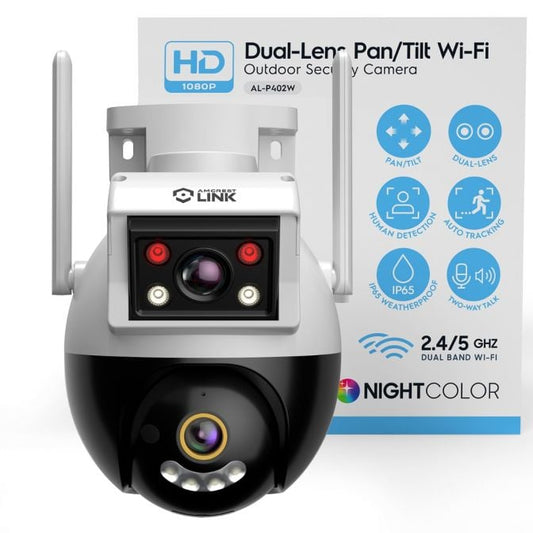 Amcrest Link 2MP WiFi Security Camera Pan/Tilt 2.4Ghz White AL-P402W