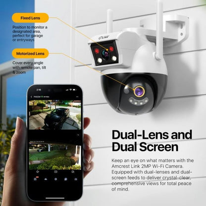 Amcrest Link 2MP WiFi Security Camera Pan/Tilt 2.4Ghz White AL-P402W