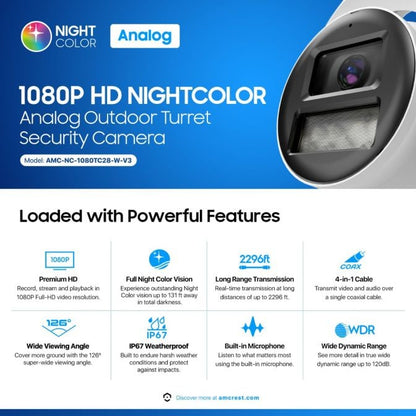 Amcrest 2MP Night Color Turret Analog Camera