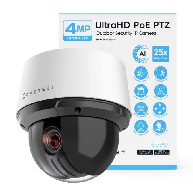 Amcrest 4MP Outdoor PTZ POE+ IP Camera PTZ Optical 25x IP4M-1068EW-AI