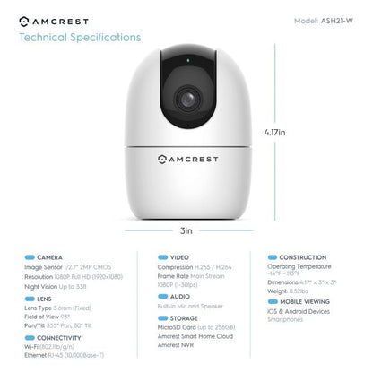 Amcrest SmartHome AI Human Detection WiFi Camera Pan/Tilt