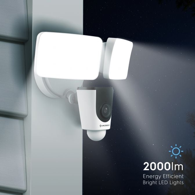 Amcrest SmartHome 2MP WiFi Camera Floodlight Built-in Siren ASH26-W