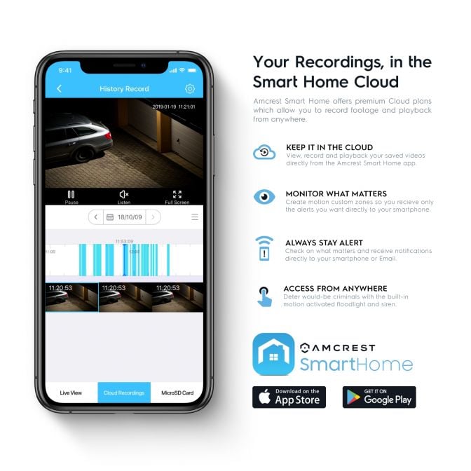 Amcrest SmartHome 2MP WiFi Camera Floodlight Built-in Siren ASH26-W