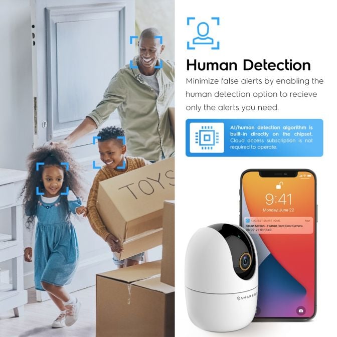 Amcrest SmartHome 4-Megapixel AI Human Detection, WiFi Camera Indoor