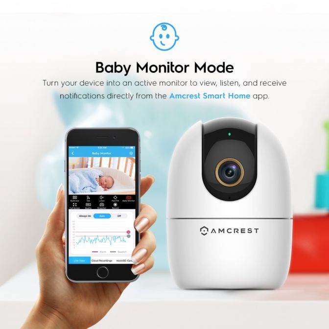 Amcrest SmartHome 4-Megapixel AI Human Detection, WiFi Camera Indoor