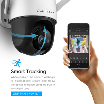 Amcrest SmartHome 4-Megapixel WiFi Outdoor Security Camera PTZ with Floodlight & Built-in Siren Alarm