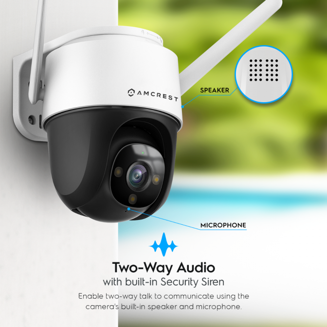Amcrest SmartHome 4-Megapixel WiFi Outdoor Security Camera PTZ with Floodlight & Built-in Siren Alarm