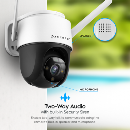 Amcrest SmartHome 4-Megapixel WiFi Outdoor Security Camera PTZ with Floodlight & Built-in Siren Alarm