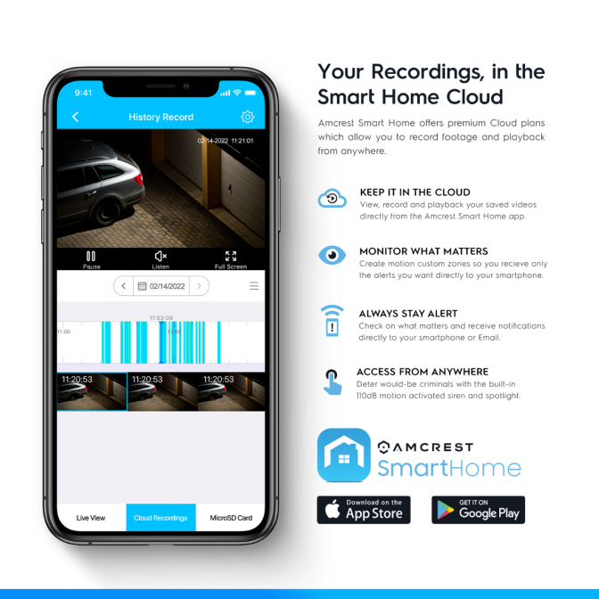 Amcrest SmartHome 4-Megapixel WiFi Outdoor Security Camera PTZ with Floodlight & Built-in Siren Alarm