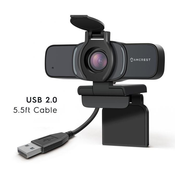 Amcrest 2MP Webcam w/ Microphone & Privacy Cover USB Camera AWC201-B