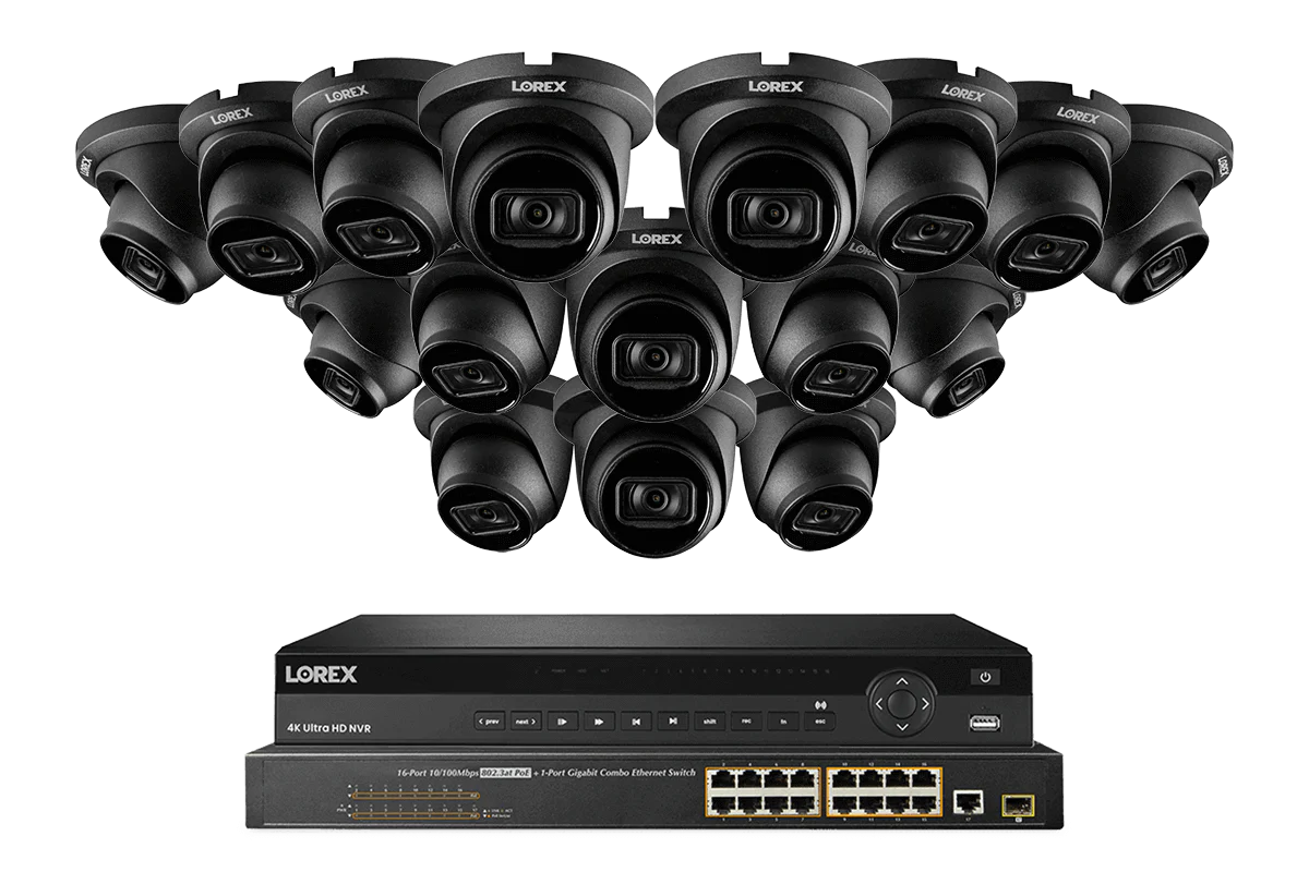 Nocturnal Series Lorex Elite Series NVR with N3 (Nocturnal Series) IP Dome Cameras - 4K 32-Channel 8TB Wired System
