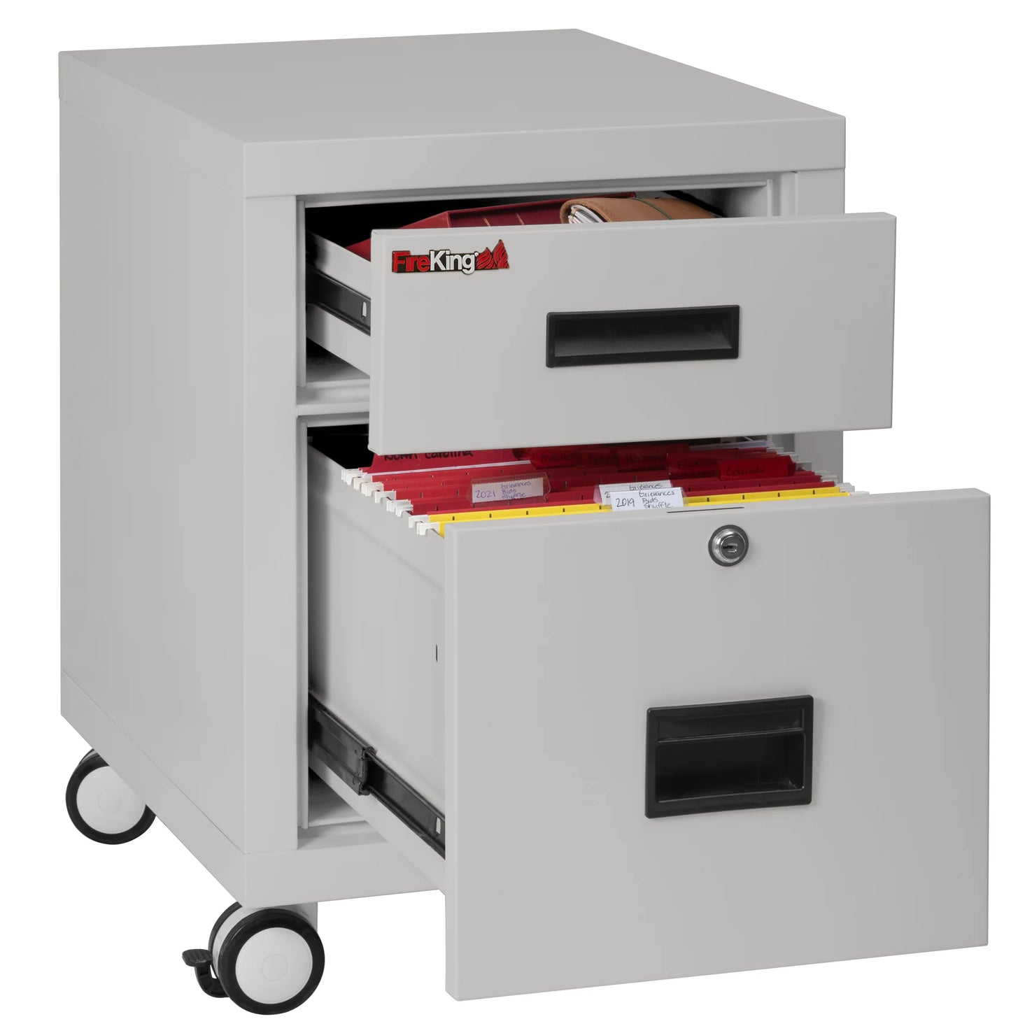 FireKing Mobile Pedestal Legal/Letter File Cabinet - 1-Hour Fire Rated