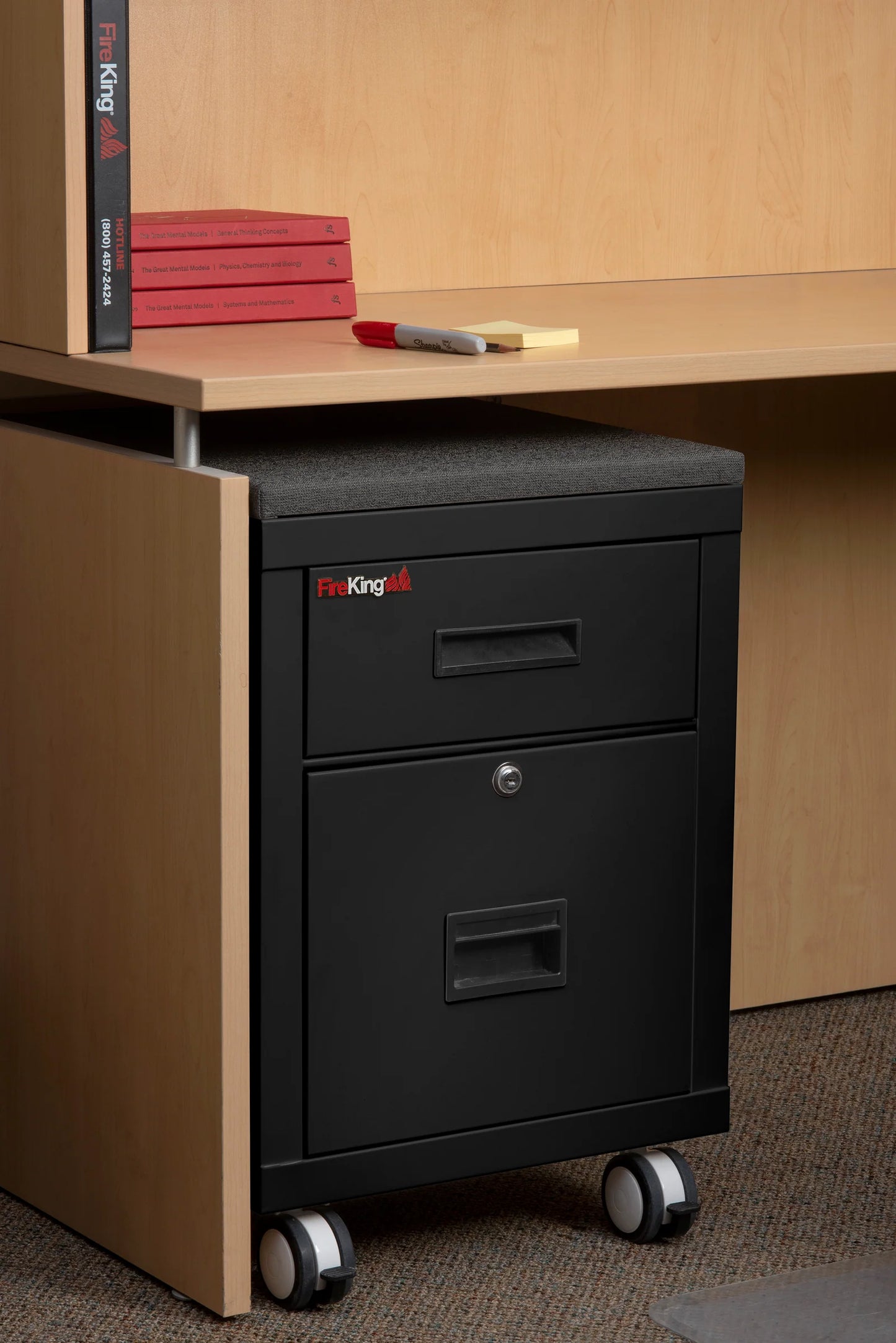 FireKing Mobile Pedestal Legal/Letter File Cabinet - 1-Hour Fire Rated