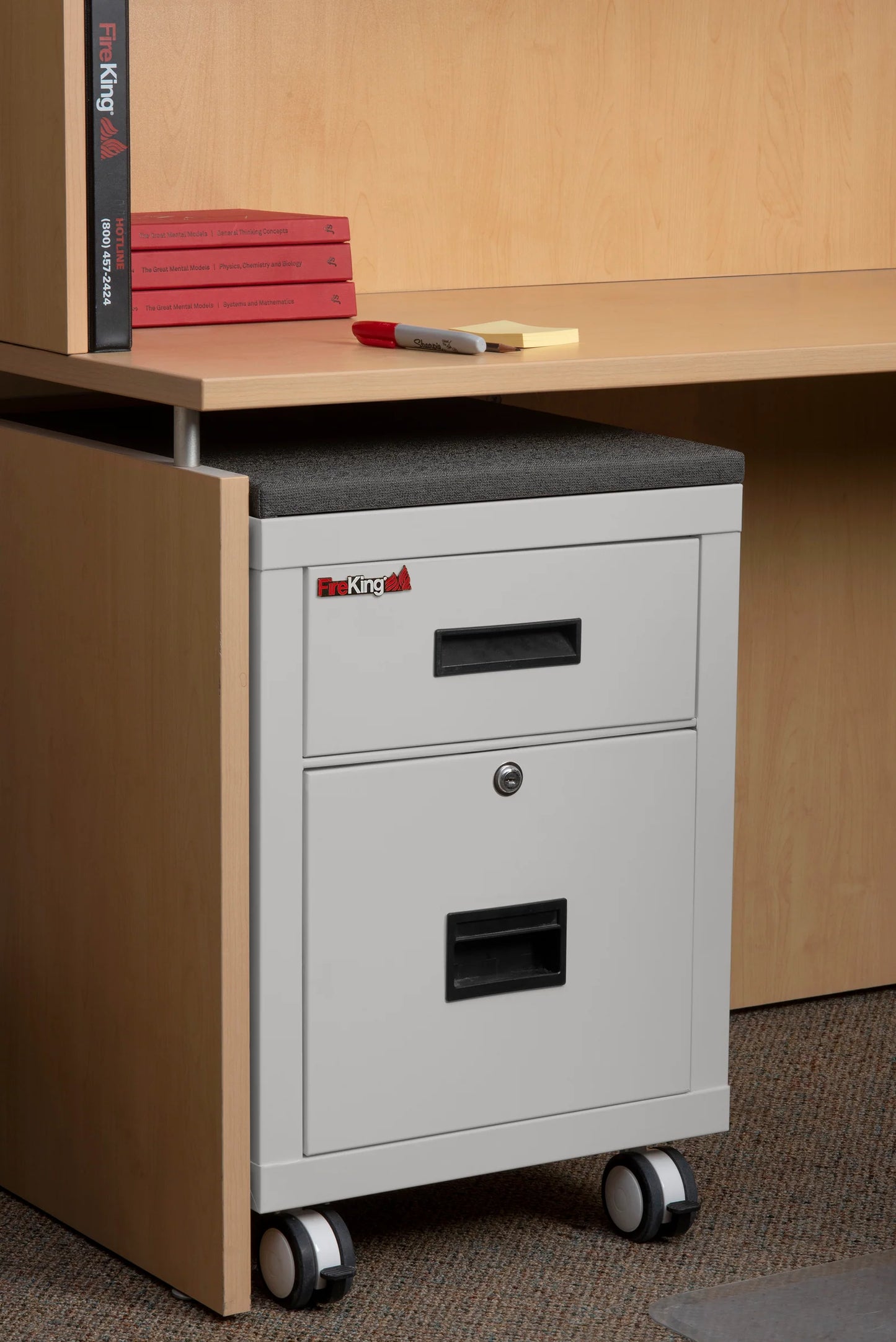 FireKing Mobile Pedestal Legal/Letter File Cabinet - 1-Hour Fire Rated