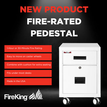 FireKing Mobile Pedestal Legal/Letter File Cabinet - 1-Hour Fire Rated