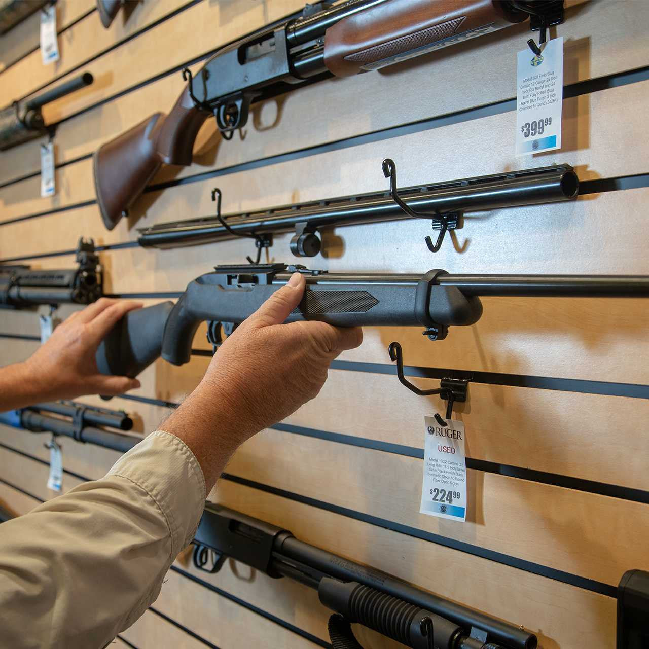 Horizontal Gun Cradles - Slatwall / Pegboard / Gridwall Gun Display Rack - 10 Pack