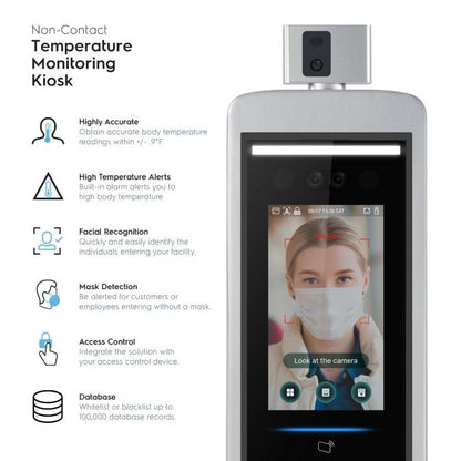 Amcrest Thermal Body Temperature Monitoring Kiosk, 1920 x 1080p, 2-Megapixel, 7in LCD Display, HTR7213-B