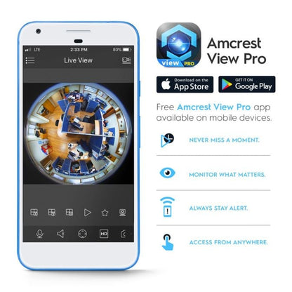 Amcrest UltraHD 12MP AI POE IP Fisheye Camera IP12M-F2380EW