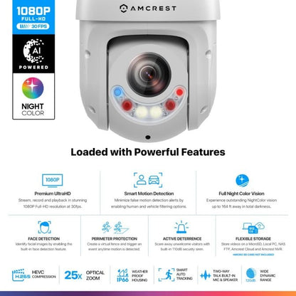 Amcrest 2MP PTZ POE+ IP Camera PTZ 25x Optical Zoom IP2M-863EW-AI-V3