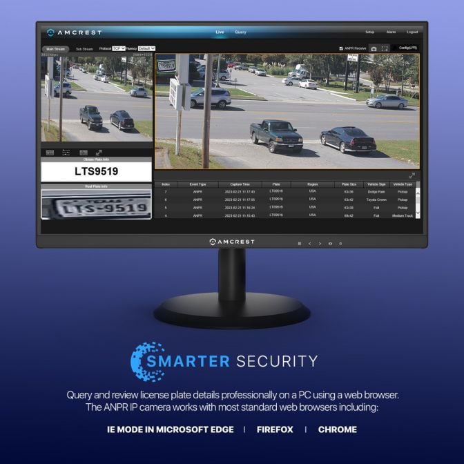 Amcrest 4MP UltraHD License Plate Reader ANPR AI IP Camera Bullet IP4M-1062EW-AI